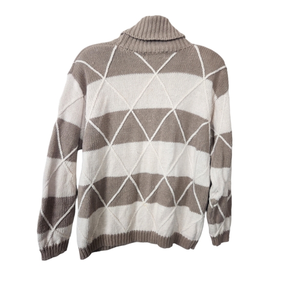 Vintage Milano Heavyweight Colorblocked Neutral Turtleneck Pullover Sweater - Picture 6 of 8